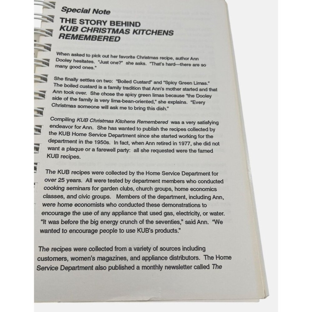1994 KUB's Christmas Kitchens Remembered Spiral-Bound Cookbook Knoxville TN - Picture 3 of 8